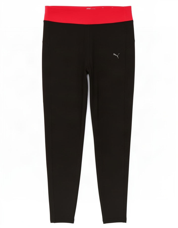 Puma Womens Leggings UK 14 Large Black Colourblock Polyester