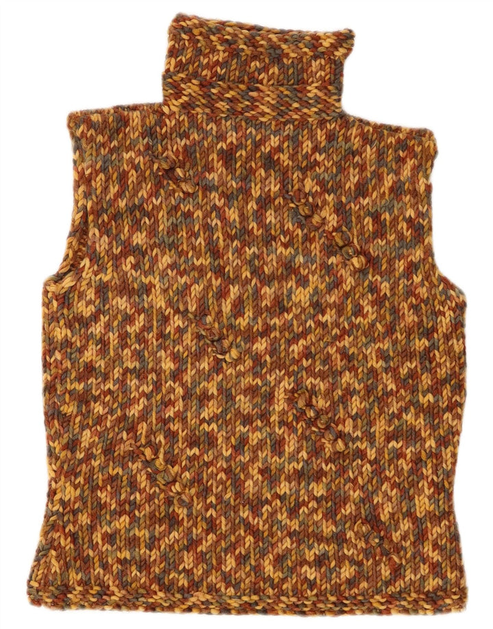 Vintage Dame Roll Neck Vest Tank Top UK 12 Medium Multicolored Flecked