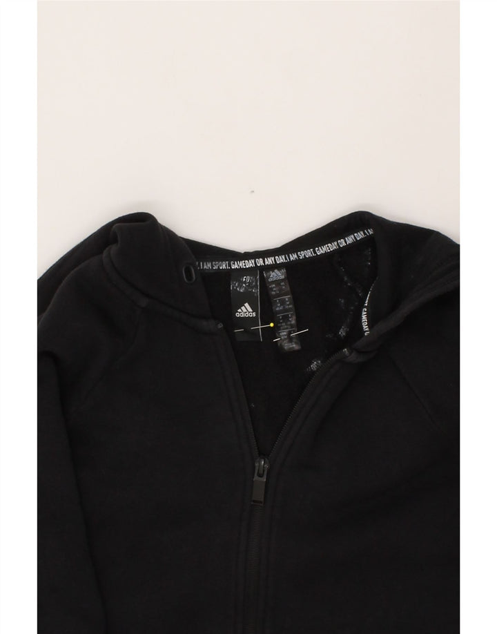 ADIDAS Womens Graphic Oversized Zip Hoodie Sweater UK 12/14 Medium Black Vintage Adidas and Second-Hand Adidas from Messina Hembry 
