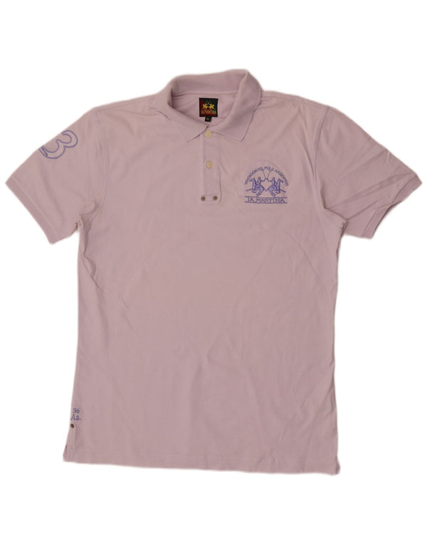 La Martina Herre grafisk poloshirt XL lilla bomuld