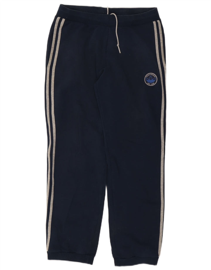 ADIDAS Mens Graphic Tracksuit Trousers Joggers Medium Navy Blue Cotton