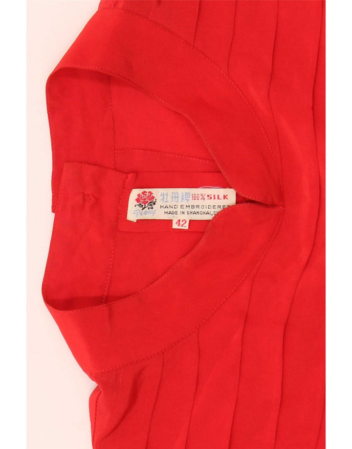 Vintage dameskjorte bluse EU 42 Stor rød silke