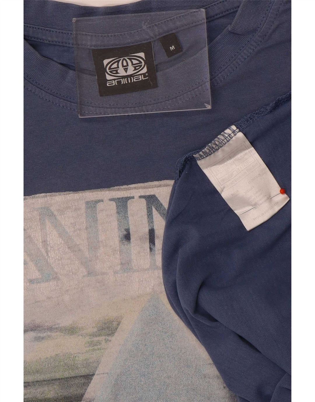 Animal Herre Grafisk T-Shirt Top Medium Blå Bomuld