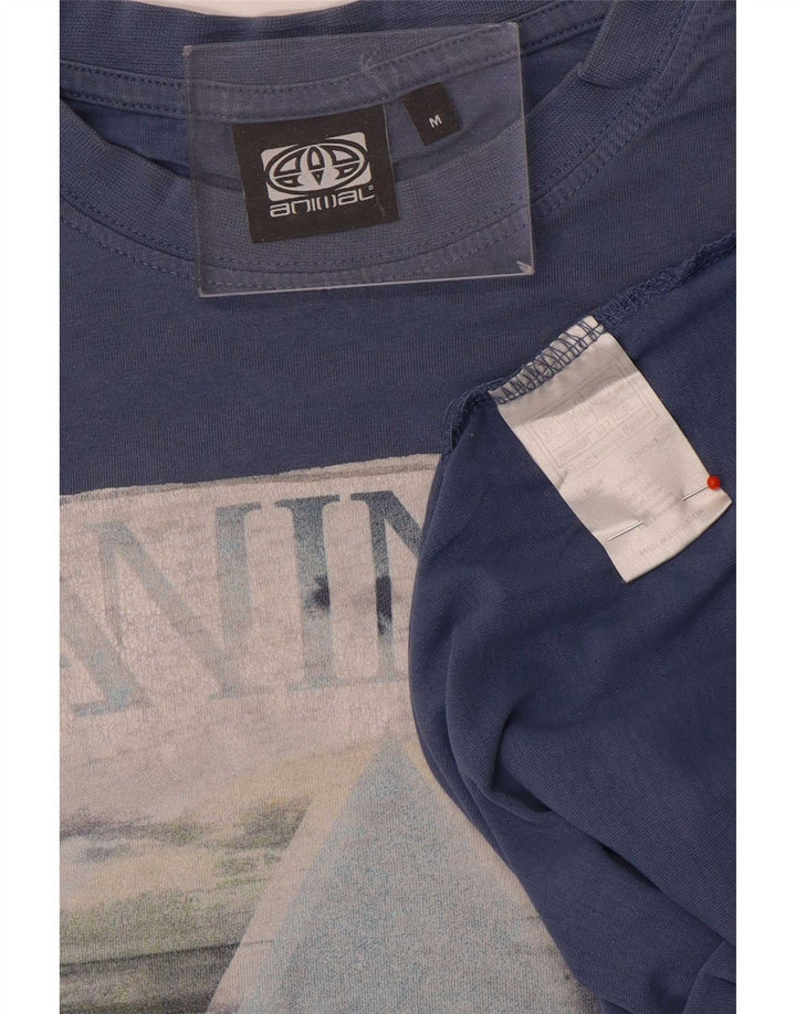 Animal Herre Grafisk T-Shirt Top Medium Blå Bomuld