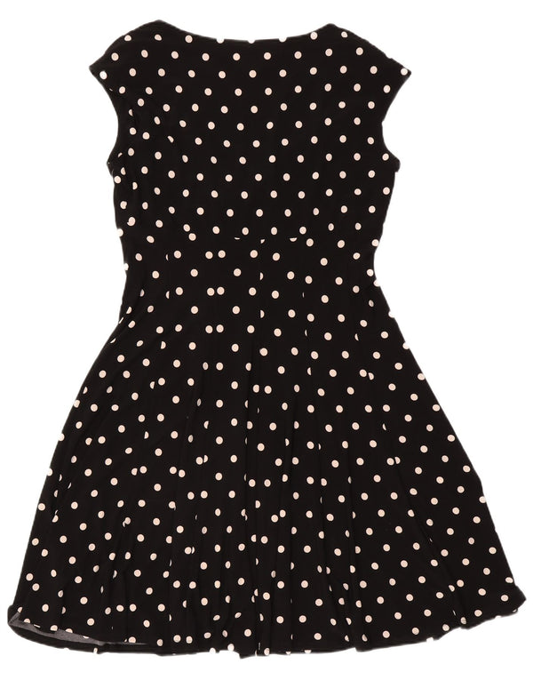 Ralph Lauren Dame A-Line Kjole US 14 XL Sort Polka Dot Polyester
