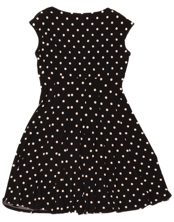 Ralph Lauren Dame A-Line Kjole US 14 XL Sort Polka Dot Polyester
