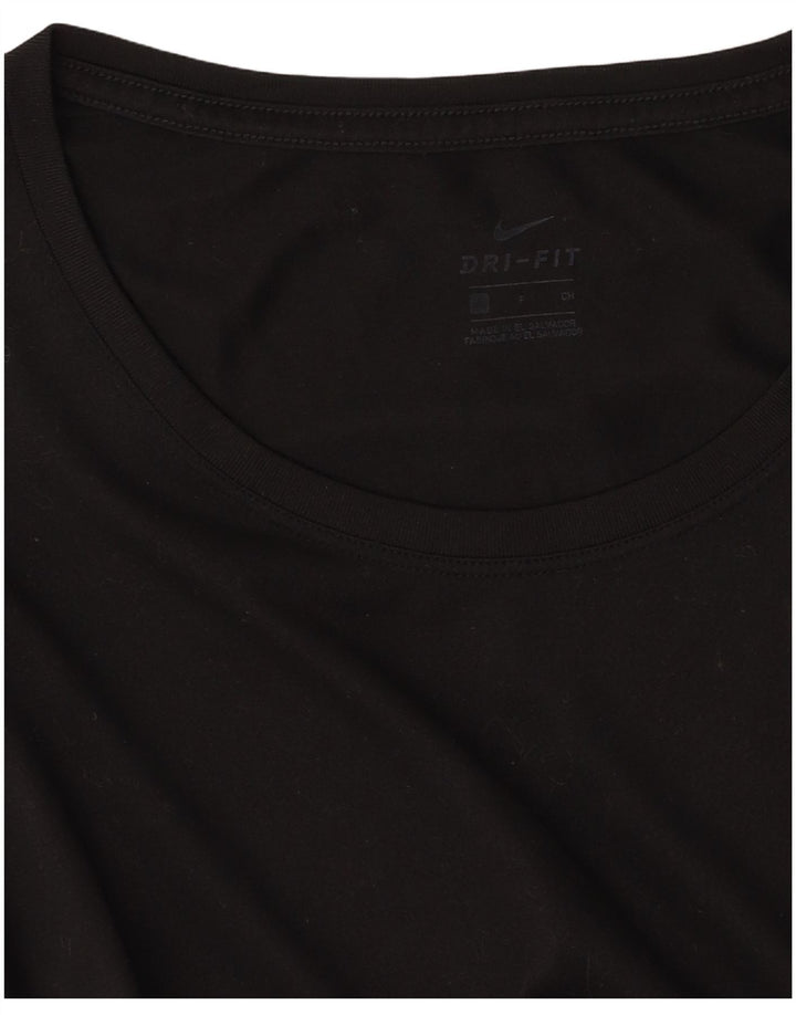NIKE Dame Dri Fit T-Shirt Top UK 10 Lille Sort