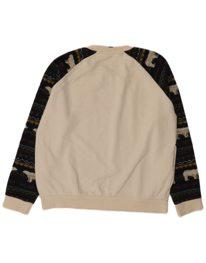 Jeep Herre Sweatshirt Jumper Large White Fair Isle