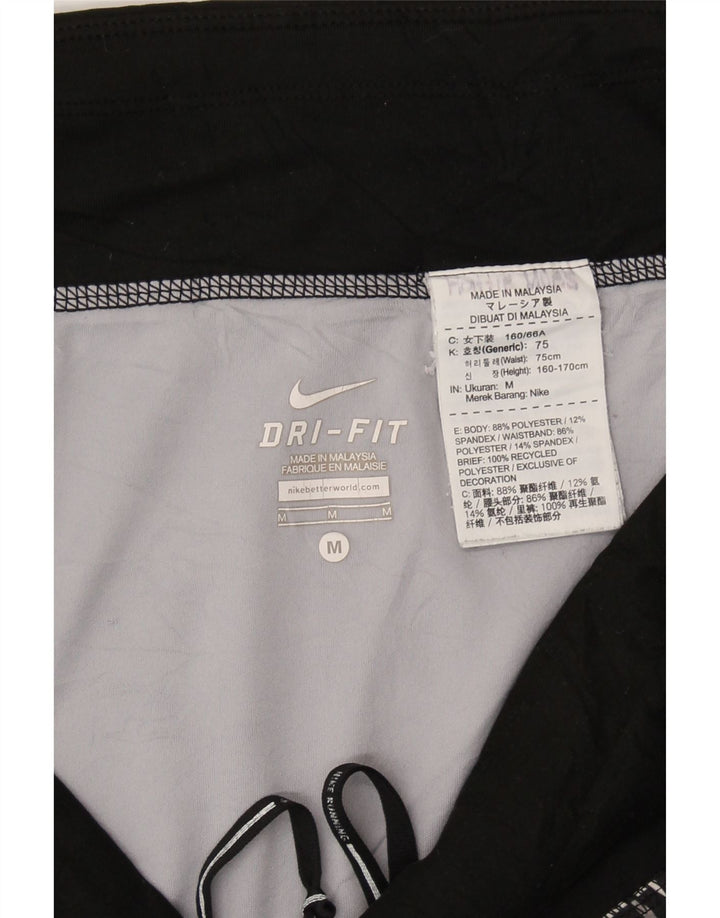 NIKE Womens Dri Fit Sport Shorts UK 14 Medium  Black Geometric Polyester Vintage Nike and Second-Hand Nike from Messina Hembry 