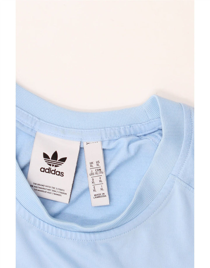 ADIDAS Mens Graphic T-Shirt Top XL Blue Colourblock Polyester Vintage Adidas and Second-Hand Adidas from Messina Hembry 