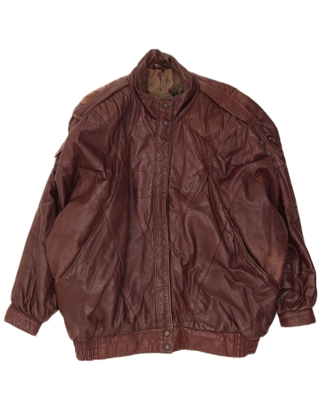 Vintage oversize læderjakke til kvinder EU 38 medium brunt læder