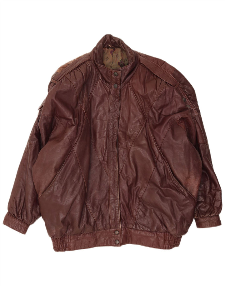 Vintage oversize læderjakke til kvinder EU 38 medium brunt læder