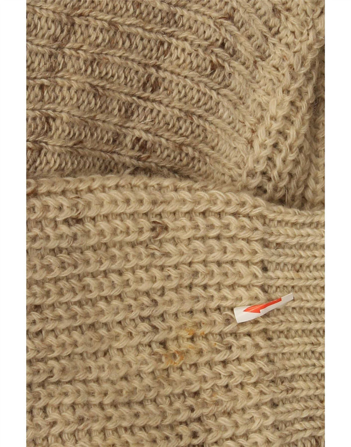 Vintage herre sjal hals sweater stor beige stribet