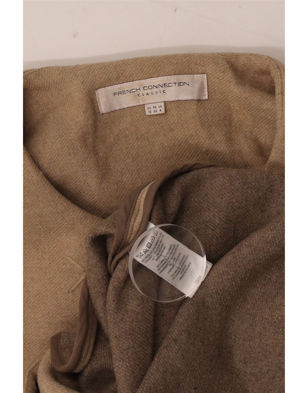 French Connection Dame Oversized Overfrakke UK 10 Small Beige Uld