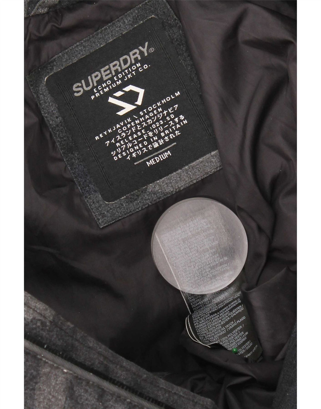 Superdry Polstret hættejakke til mænd UK 38 Medium Black Camouflage Polyester