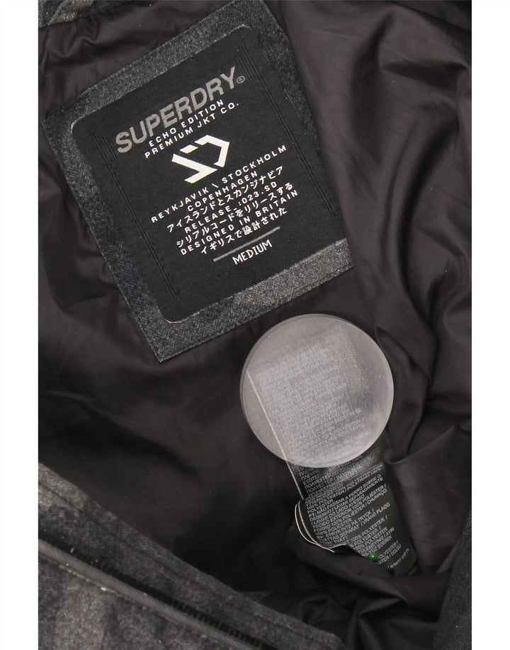 Superdry Polstret hættejakke til mænd UK 38 Medium Black Camouflage Polyester