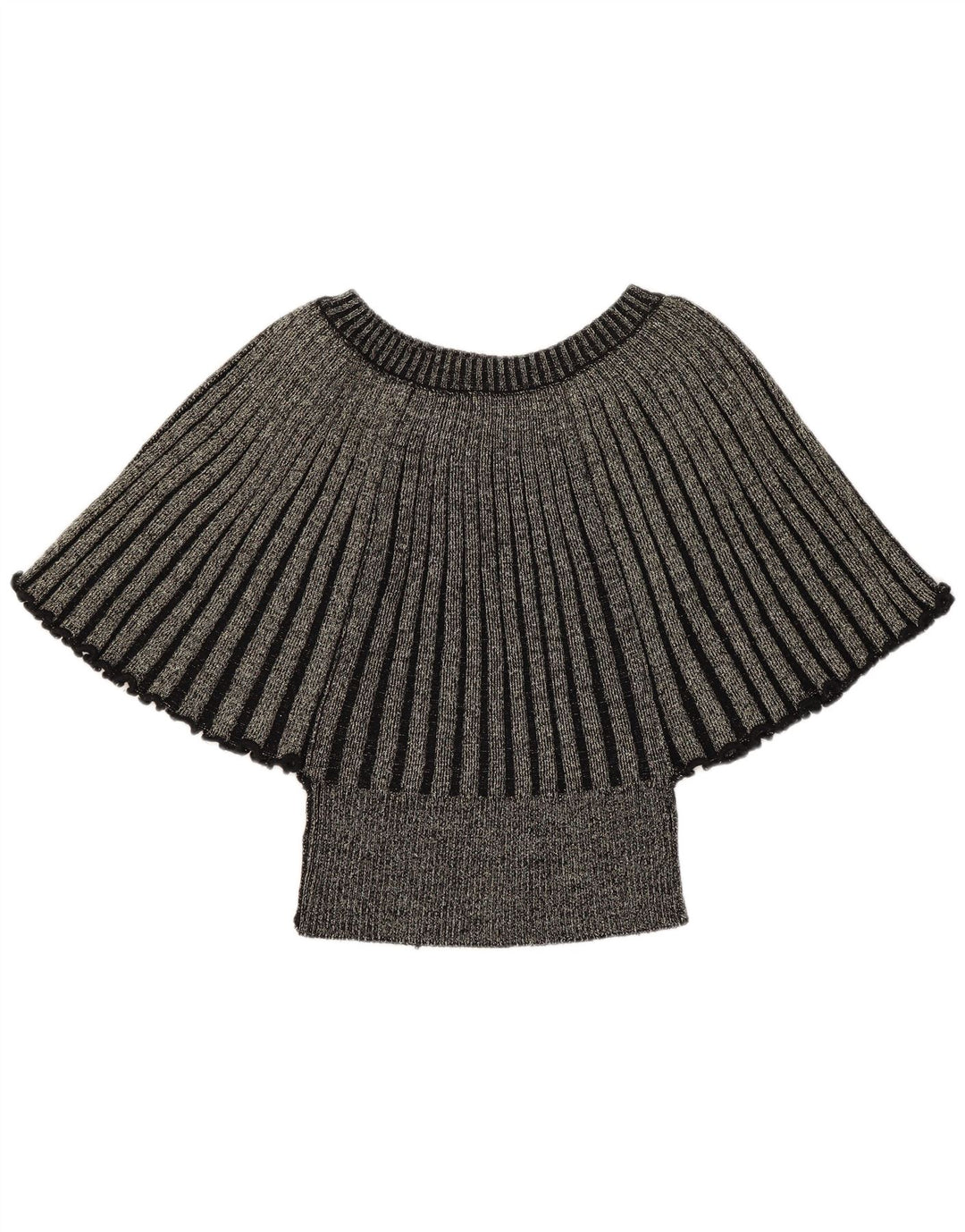 Vintage Kvinders Crop Batwing Bluse Top UK 8 Small Gold Flecked
