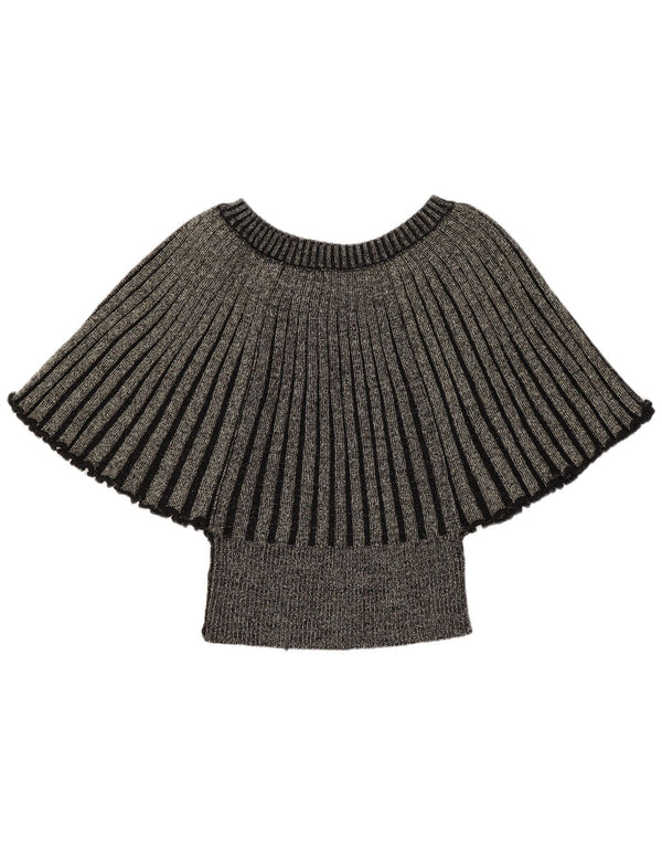 Vintage Kvinders Crop Batwing Bluse Top UK 8 Small Gold Flecked