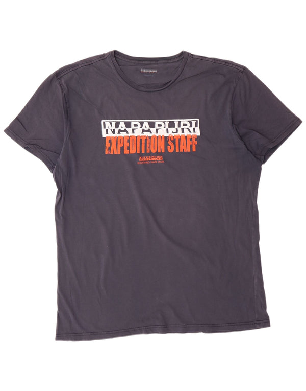 NAPAPIJRI Herre geografisk grafisk T-shirt top 3XL marineblå bomuld