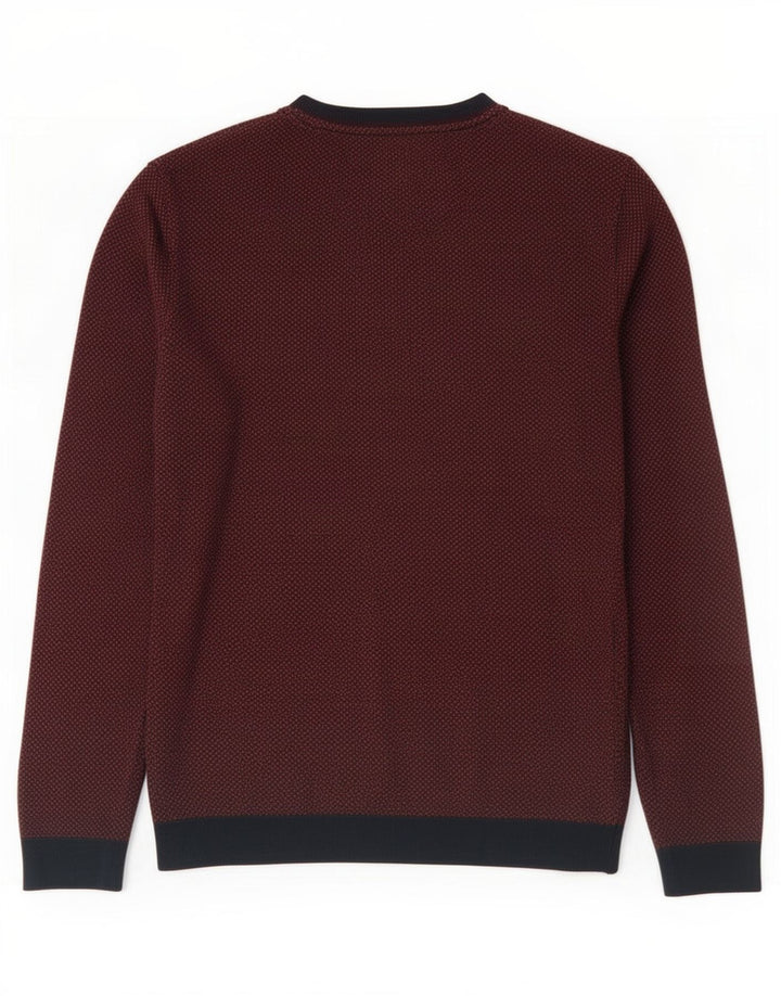 Ted Baker Herre V-hals sweater Størrelse 2 Lille brun geometrisk bomuld