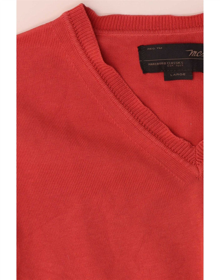 Marlboro Classics Herre V-hals sweater Stor Orange Bomuld