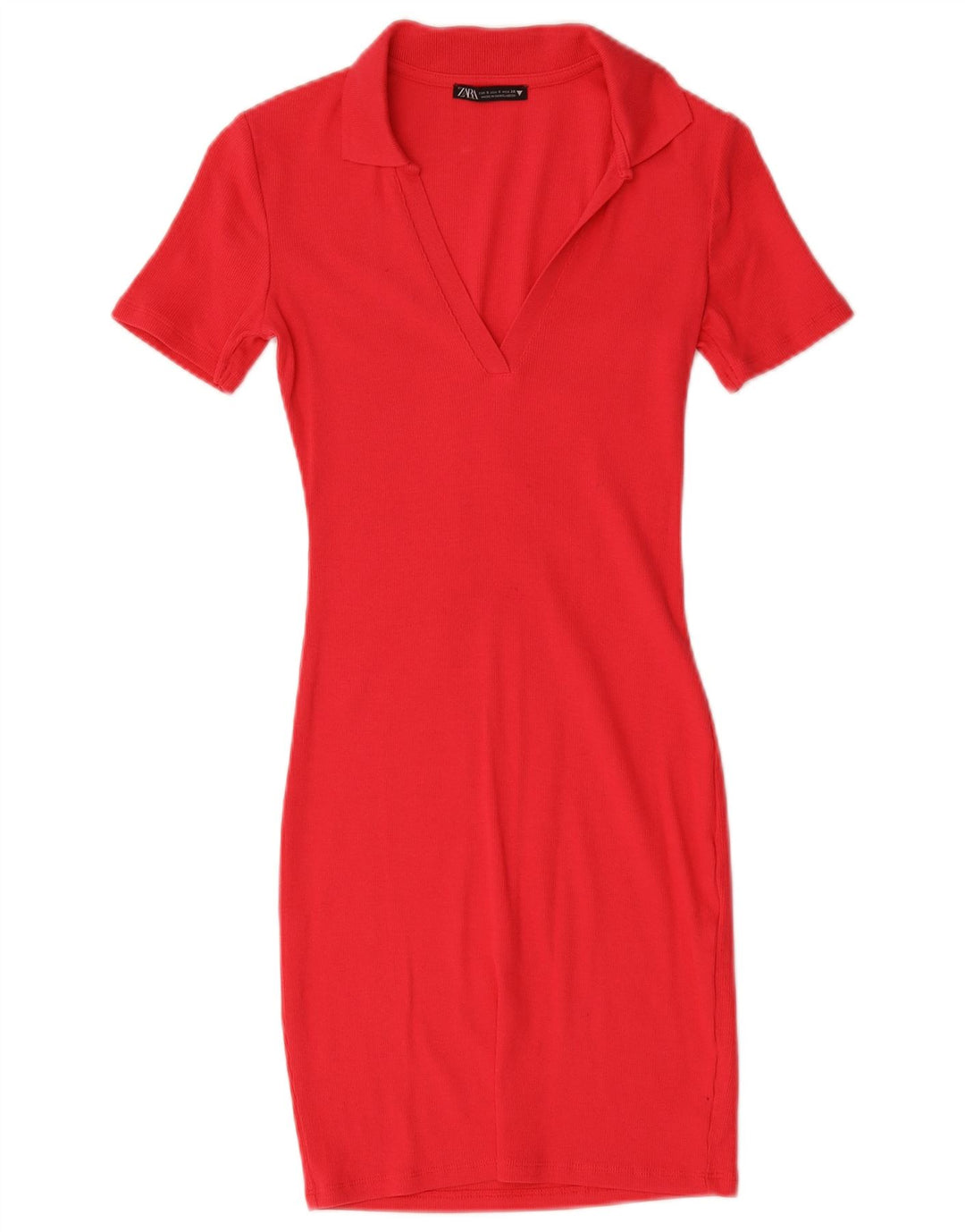 Zara Womens Bodycon Dress UK 8 Small Red Bomuld