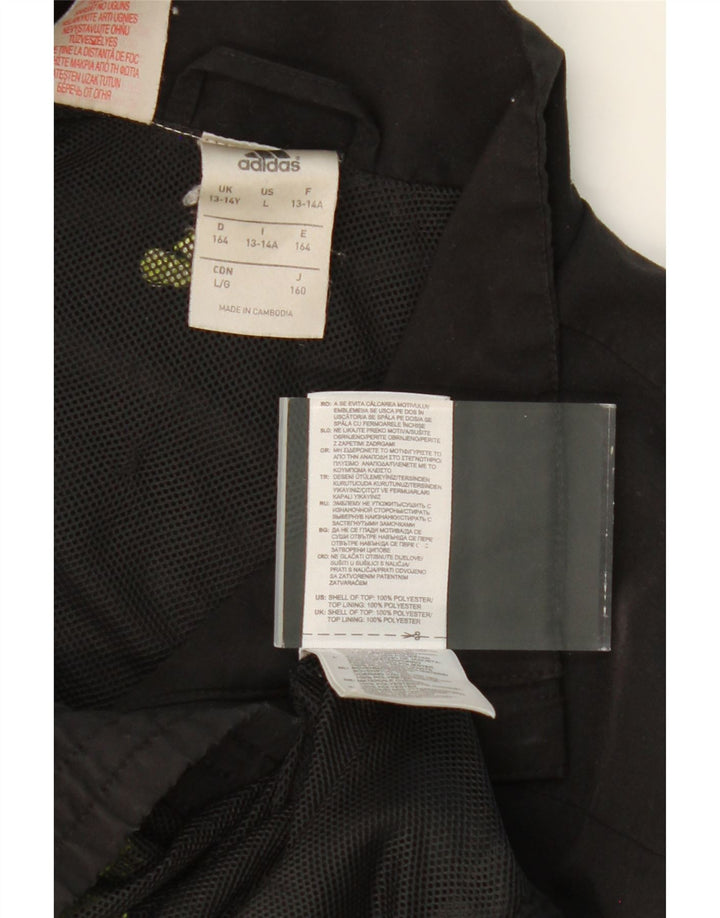 ADIDAS Boys Graphic Tracksuit Top Jacket 13-14 Years Black Polyester Vintage Adidas and Second-Hand Adidas from Messina Hembry 