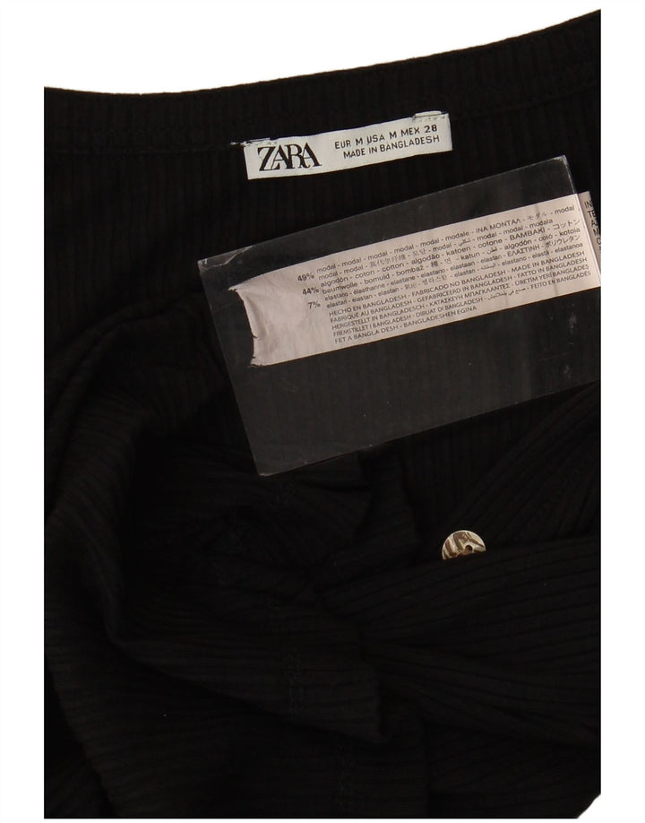 Zara Dame Top Langærmet UK 12 Medium Sort Modal