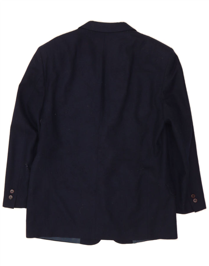 SISLEY Mens 2 Button Blazer Jacket UK 40 Large Navy Blue Wool Vintage Sisley and Second-Hand Sisley from Messina Hembry 