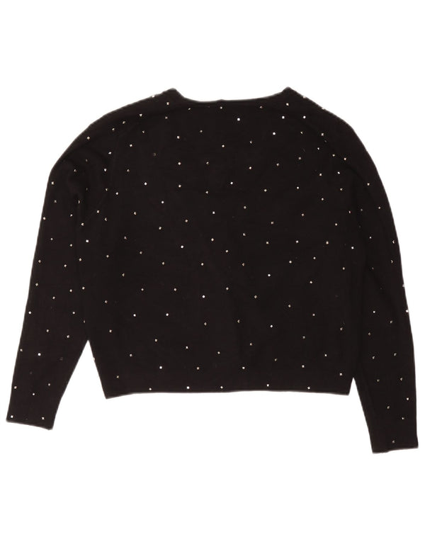 Zara Bolero Jumper UK 12 Medium Sort Plettet Viscose