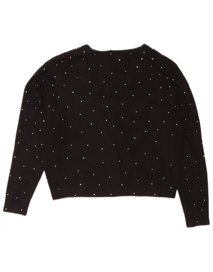 Zara Bolero Jumper UK 12 Medium Sort Plettet Viscose