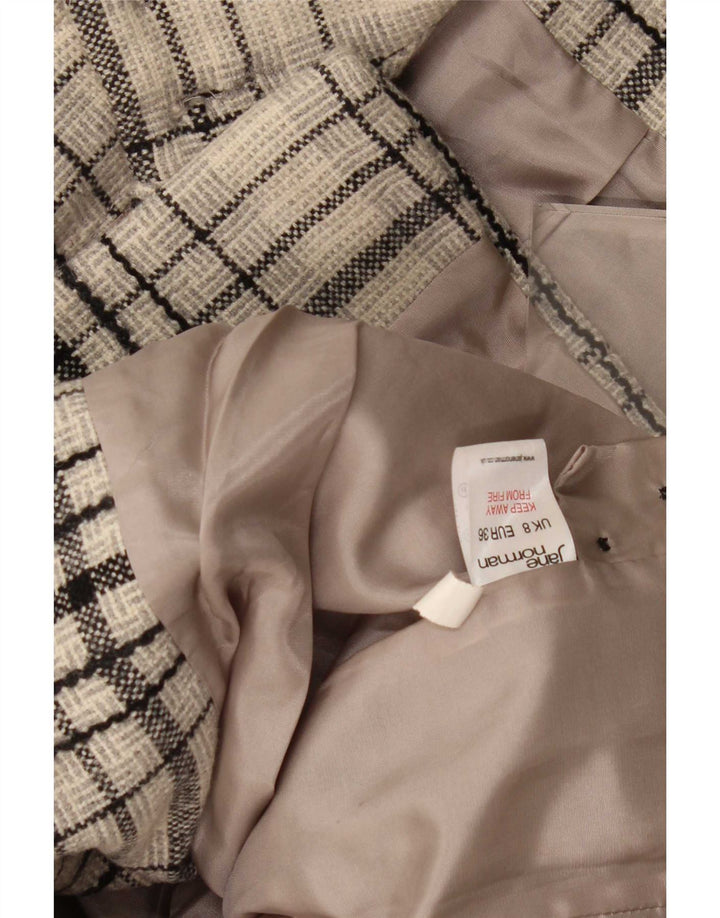 Jane Norman Dame Overfrakke UK 8 Small Grey Ternet Uld