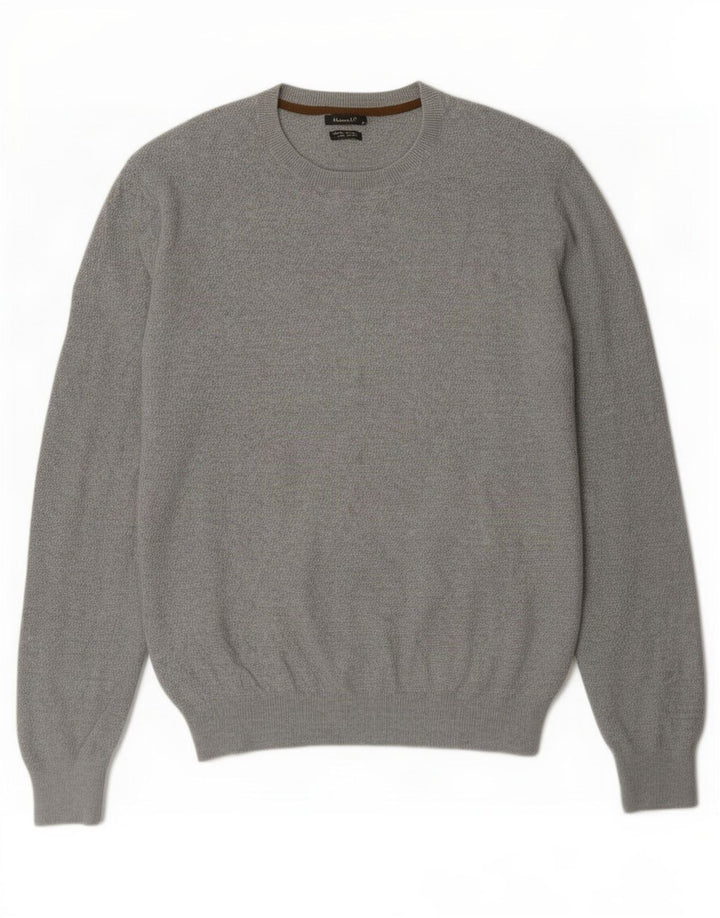Massimo Dutti Herre Crew Neck Jumper Sweater Stor Grå Bomuld