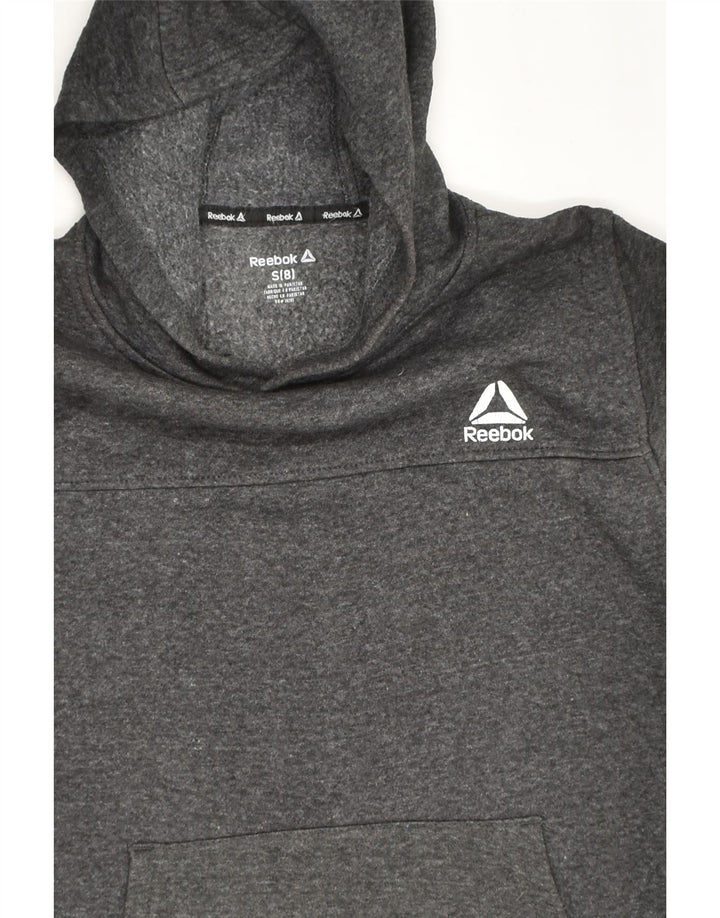 REEBOK Boys Hoodie Jumper 7-8 Years Small Grey Cotton | Vintage Reebok | Thrift | Second-Hand Reebok | Used Clothing | Messina Hembry 