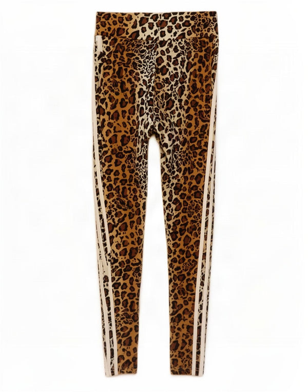 Adidas Womens Leggings UK 12 Medium Brown Animal Print Cotton