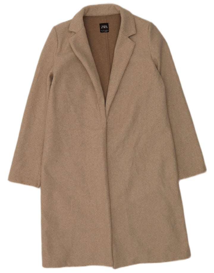 Zara Womens Open Overcoat UK 10 Small Grå Polyester