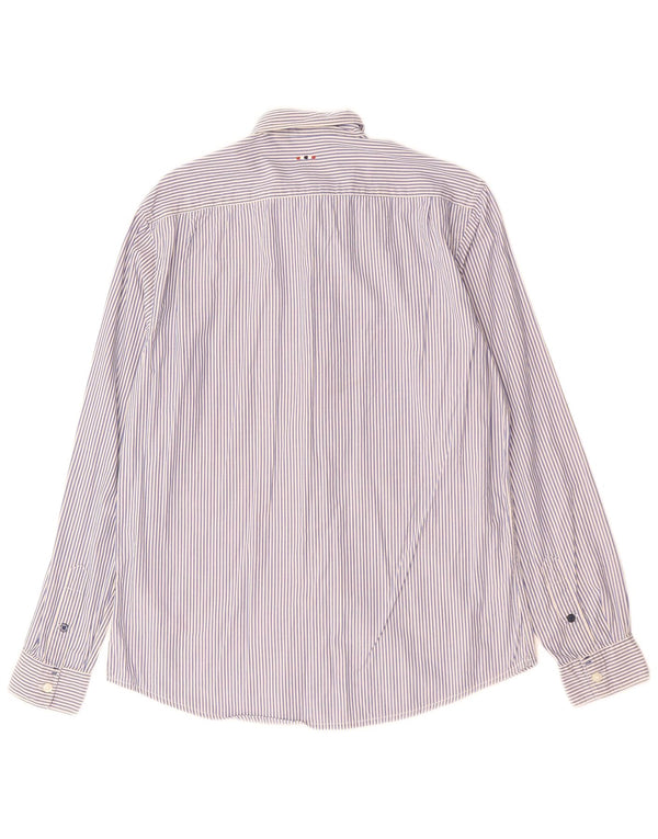 Napapijri Herre Urban Fit skjorte Medium Blue Pinstripe Bomuld