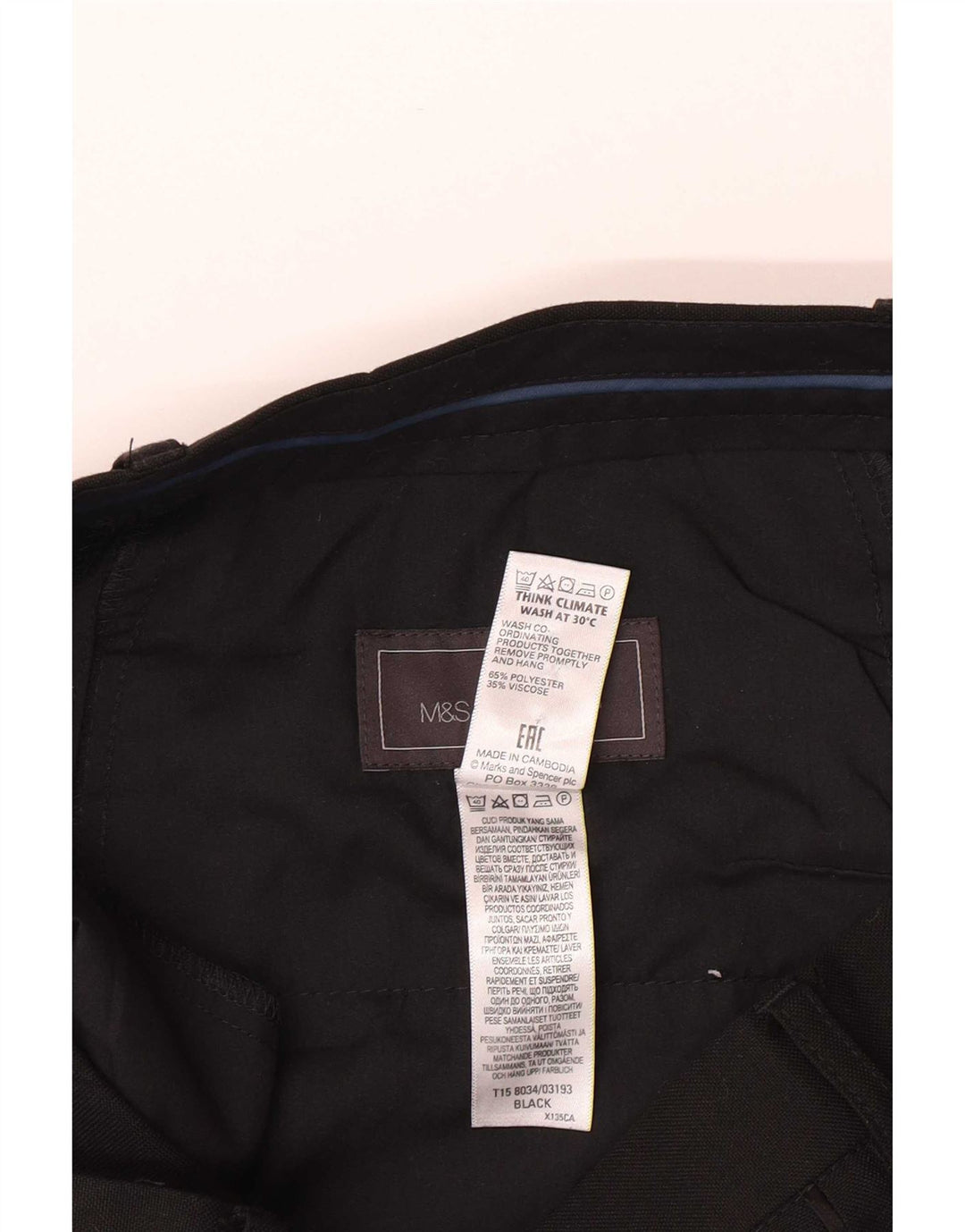 Marks & Spencer Herre Slim Fit Suit Bukser W34 L31 Sort Polyester