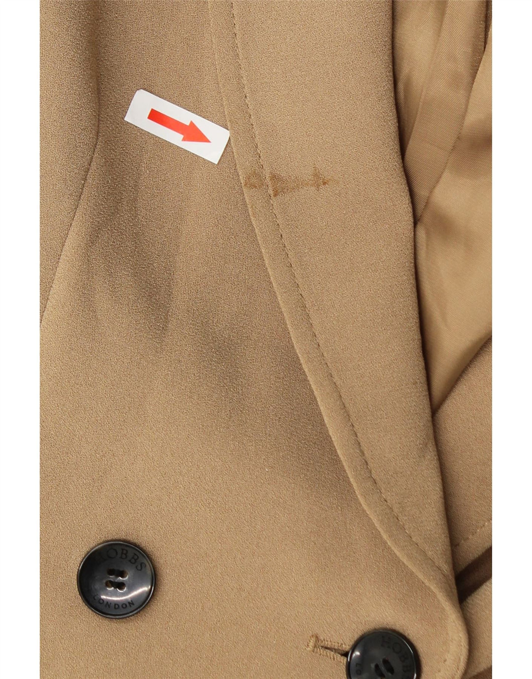 Hobbs Dame Dobbeltradet Blazer Jacket UK 10 Small Beige Triacetat