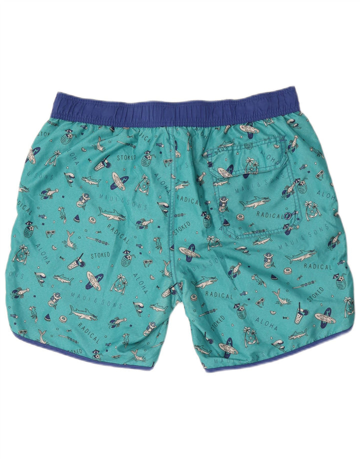 Maui and Sons Herre abstrakt mønster grafiske svømmeshorts 2XL Grøn