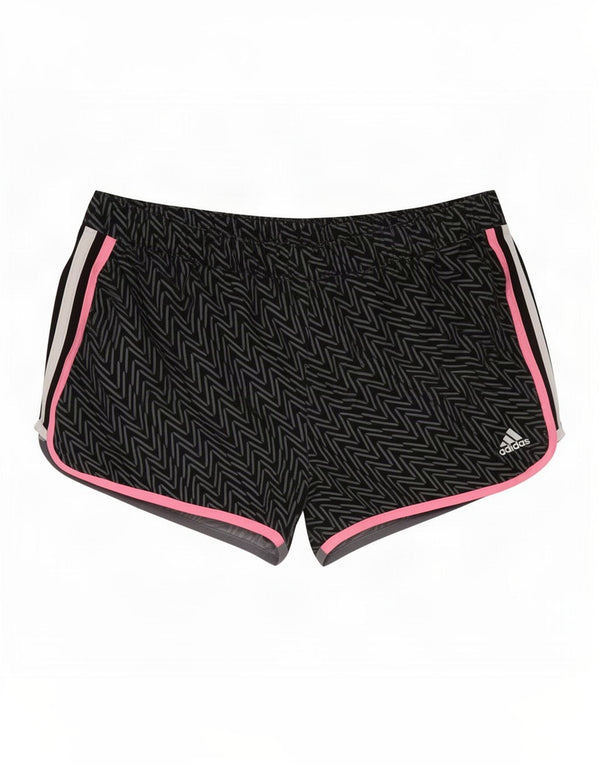Adidas Dame Climalite Sport Shorts UK 14 Large Black Chevron Polyester