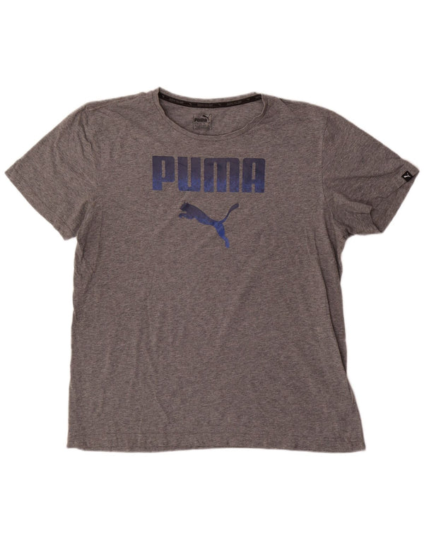 Puma Herre grafisk T-shirt Top XL Grå Flecked Bomuld