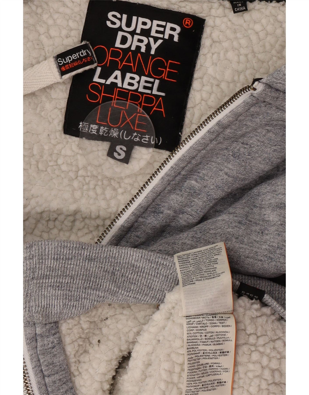 Superdry Hættetrøje med lynlås til mænd, lille grå bomuld