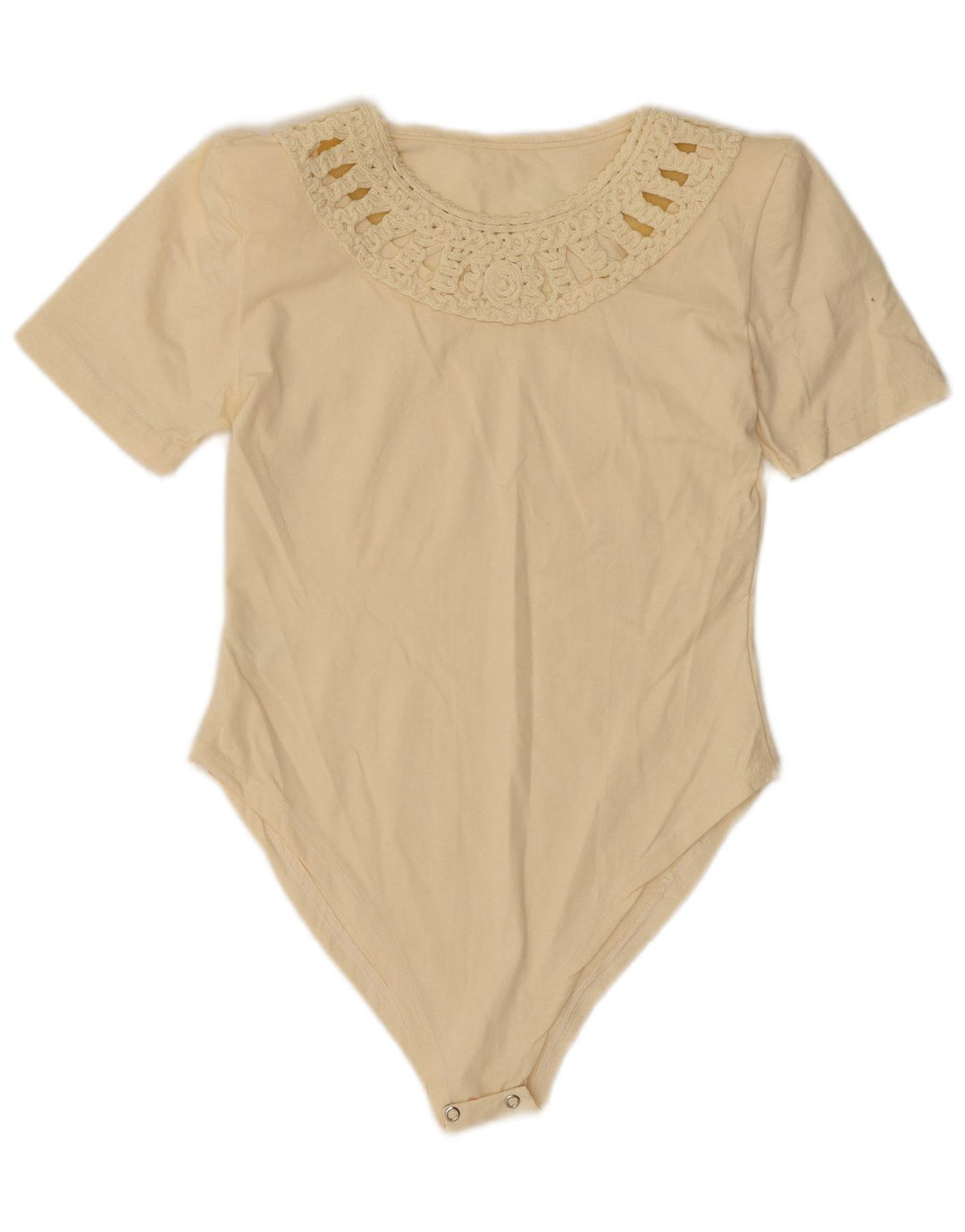 Vintage Dame Bodysuit UK 10 Small Beige Bomuld