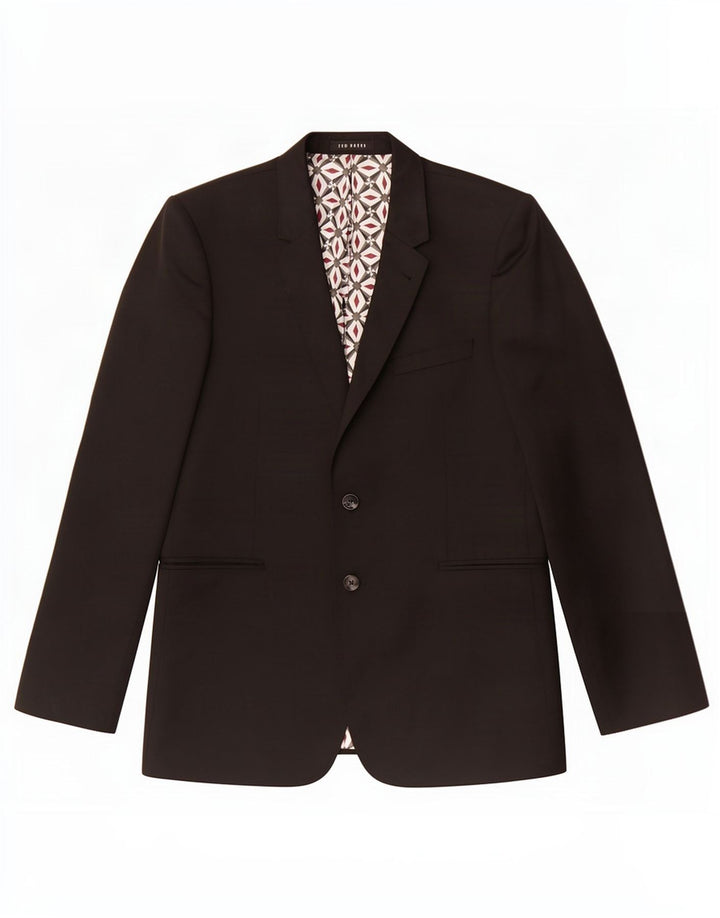 Ted Baker Herre 2 Button Blazer Jacket UK 42 XL Sort Uld