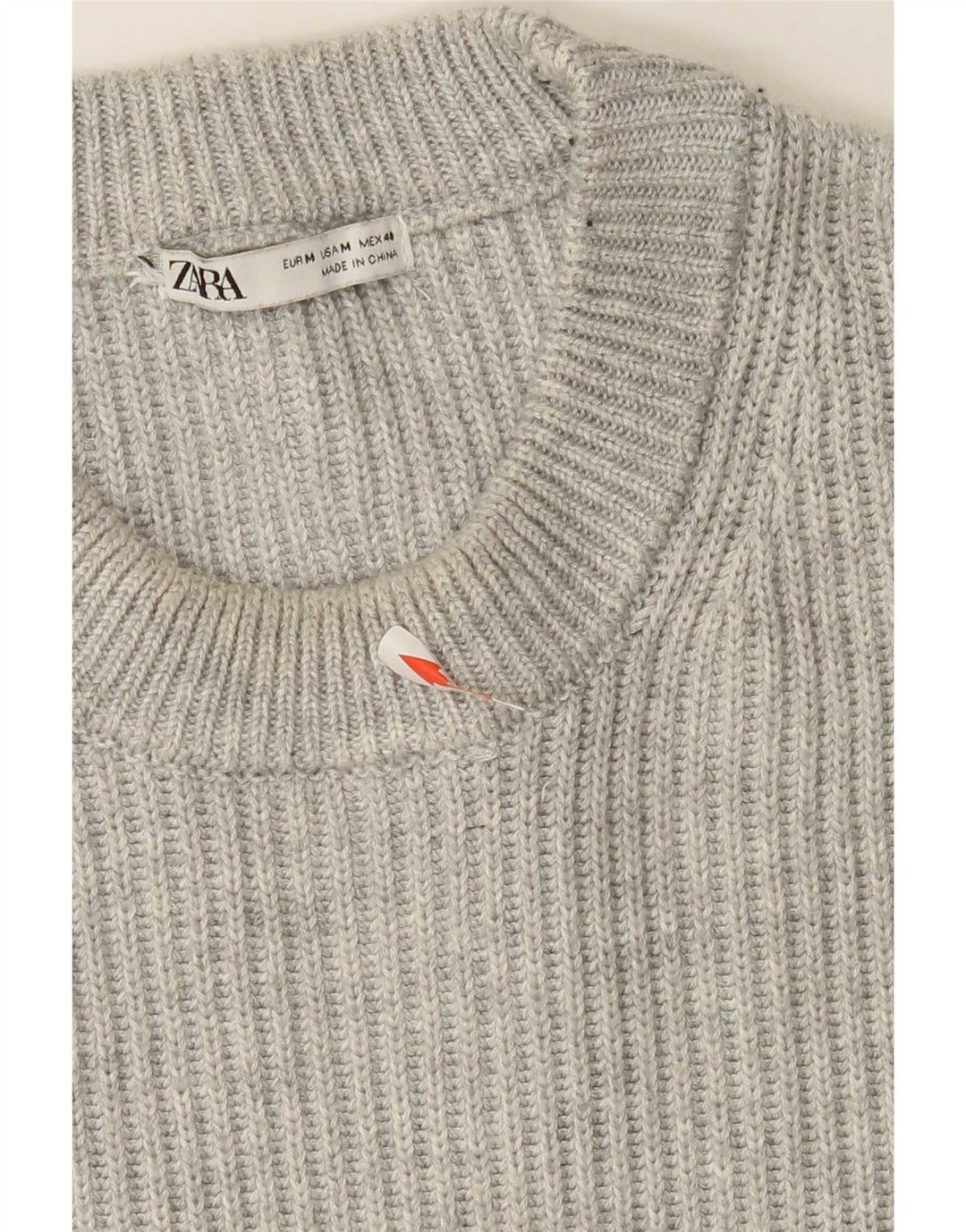 Zara Herre Crew Neck Jumper Sweater Medium Grå Polyester