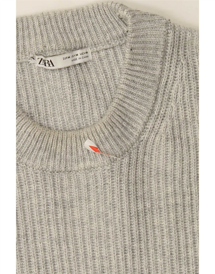 Zara Herre Crew Neck Jumper Sweater Medium Grå Polyester