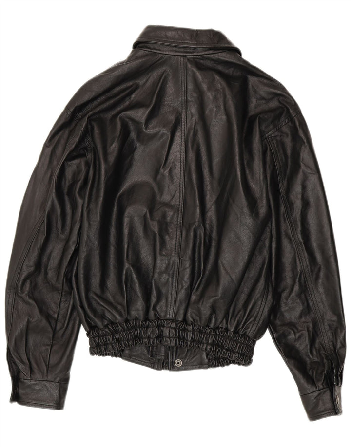 VINTAGE Herre læderjakke UK 36 Lille sort læder