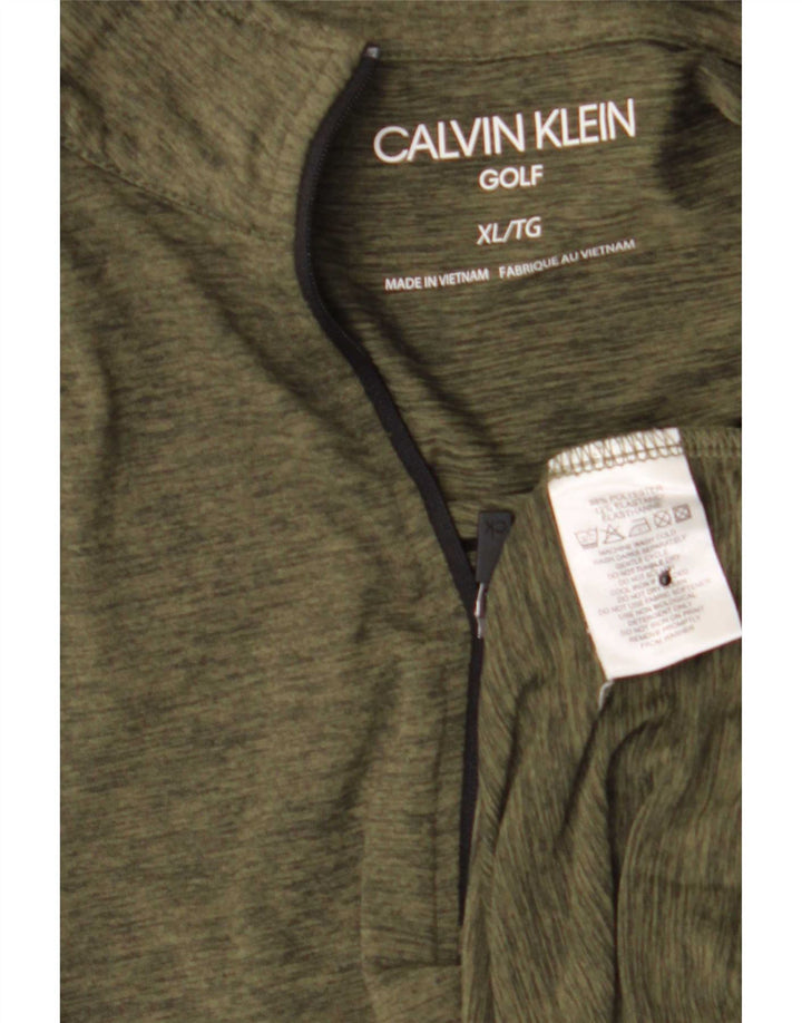 Calvin Klein Pullover med lynlås til mænd til mænd XL Khaki Flecked
