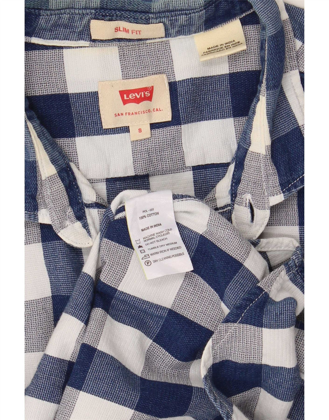 Levi's Slim Fit-skjorte til mænd, lille marineblå Gingham-bomuld